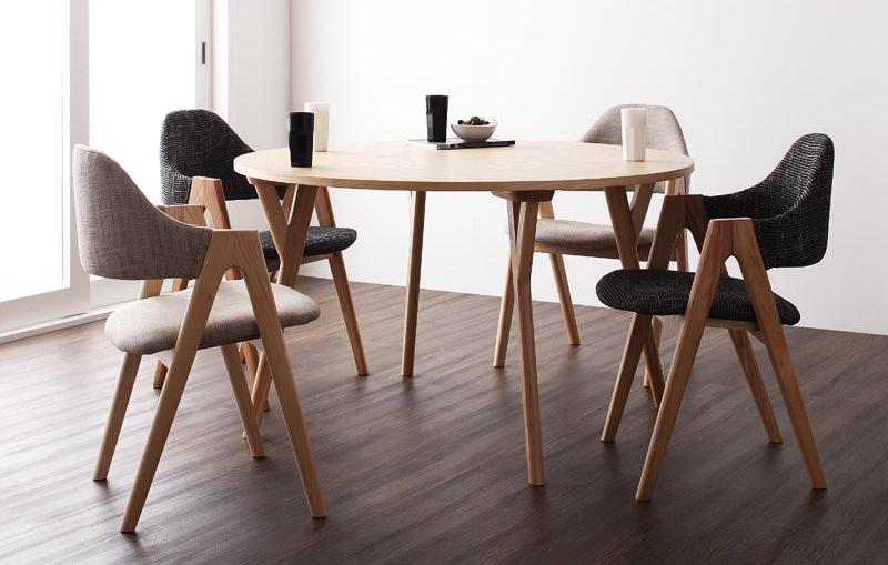 120cm円形テーブル＆デザイナーズチェア オシャレなカフェスタイル北欧ダイニングテーブルセット 5点セット Sugure Interior  送料無料・業界最安値